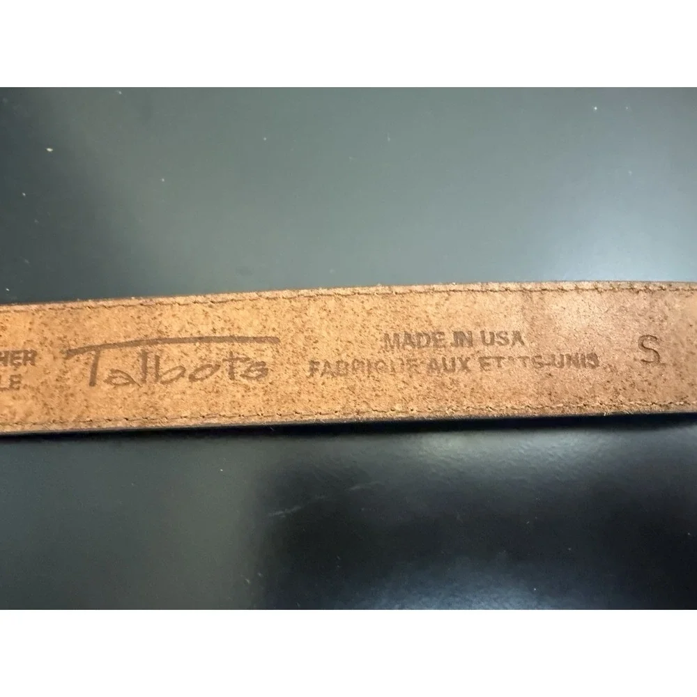 Talbots Brown Leather Belt Western Buckle Gardening Charms Small‎ USA Made 32